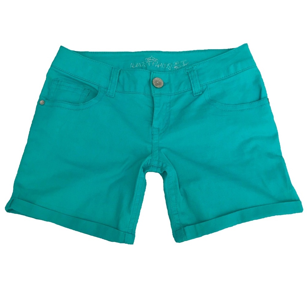Almost Famous Bright Teal Stretch Cuffed Shorts 9